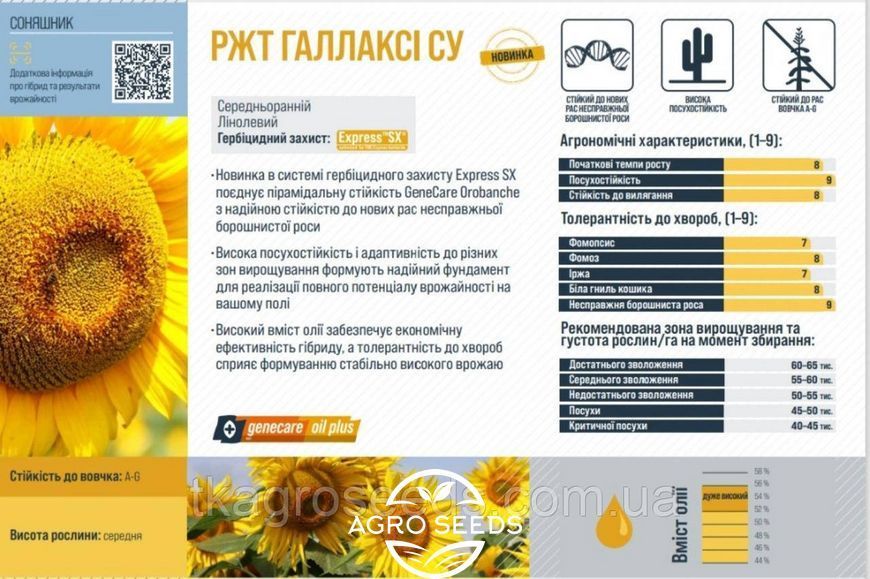Насіння соняшника РЖТ ГАЛЛАКСІ СУ 2823658946 фото