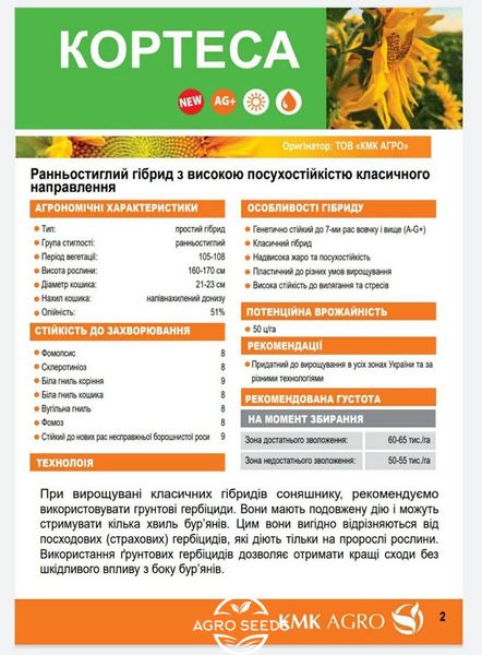 Насіння соняшника гібрид КОРТЕСА "KMK Agro", Україна 2353647361 фото