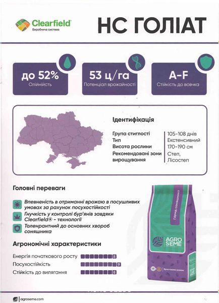 Семена подсолнечника гибрид НС Голиат под Евролайтинг 2302980579 фото